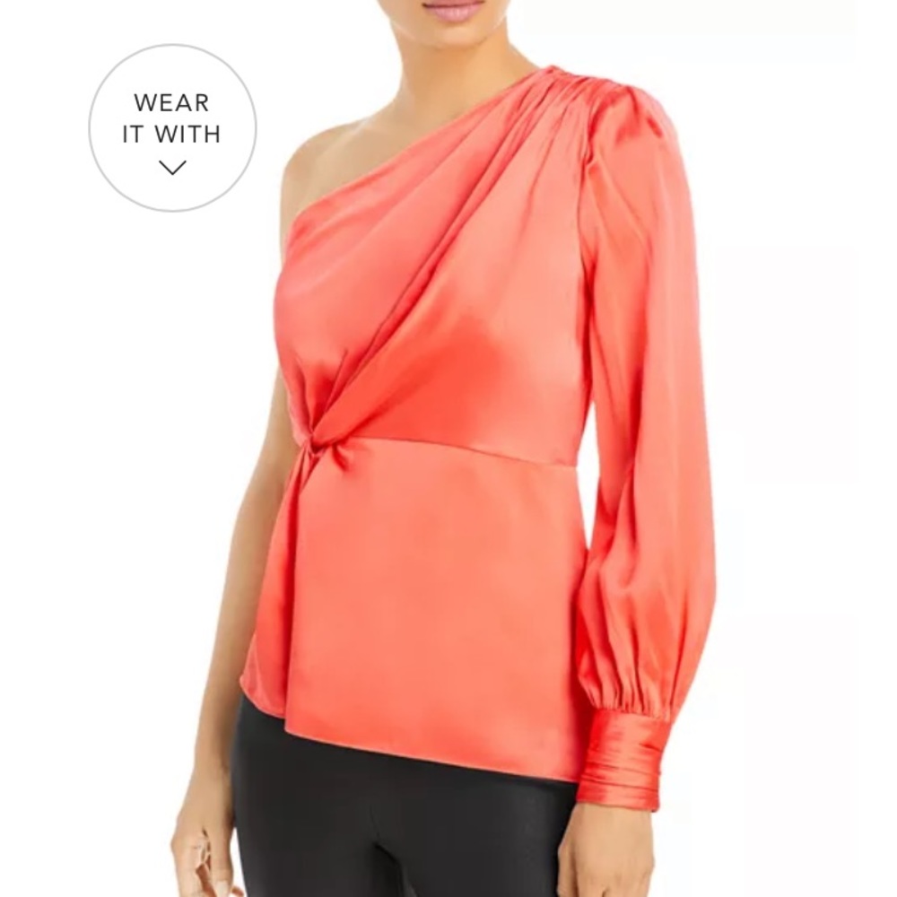 Cinq a Sept Silk One Shoulder Top